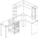 Чертеж Угловой письменный стол для двоих Нико 90 BMS