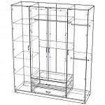 Чертеж Шкаф 4-х дверный с зеркалом Милена Мл1-01 BMS