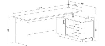 ЭСКИЗ Угловой письменный стол Юнайт  (2000х750х1200)