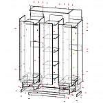 Чертеж Распашной шкаф 3Д Нирвана BMS